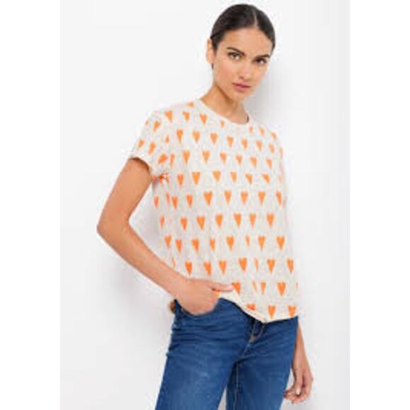 Lisa Todd Heart Hype Crew Neck Tee Bluff Orange Heart S24-TS26 Small S NEW NWT - Picture 2 of 3
